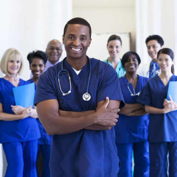 group of caregiver smiling