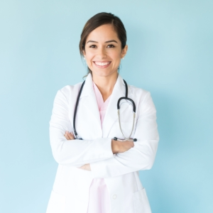 nurse smiling happily