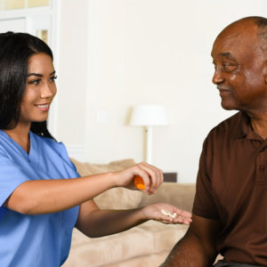 caregiver assisting elderly