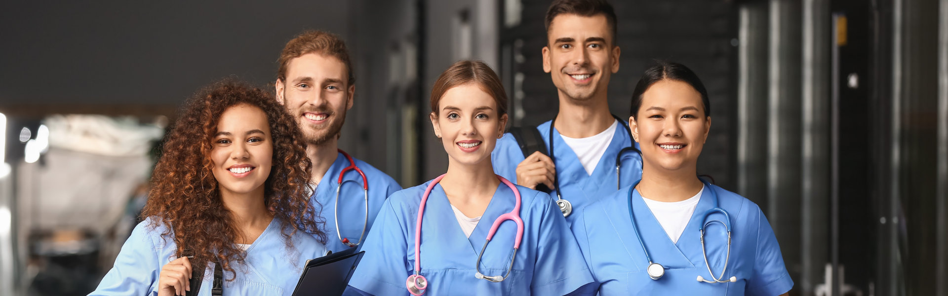 group of caregiver smiling